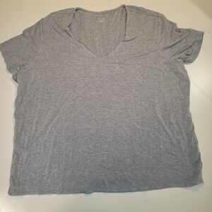 GRACE Jersey Knit Short Sleeve V Neck Shirt in‎ Heather Gray Women's 3X